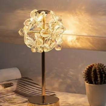 Crystal & Gold Lustre LED Table Lamp for Elegant Glow